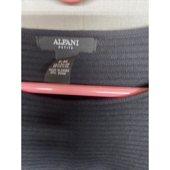 Alfani Womens Petite Long Sleeve Knit Ribbed Sweater Black M Cuffs Modern Shirt - Picture 3 of 5